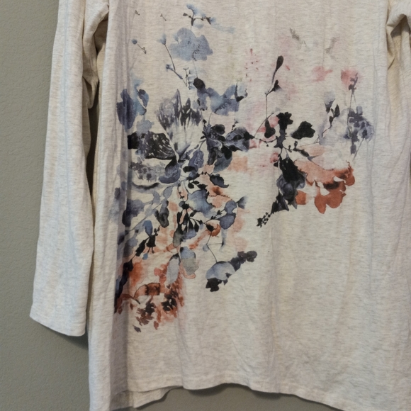 J.Jill M Cotton Long Sleeved Floral Print Pullover Top - Picture 6 of 7